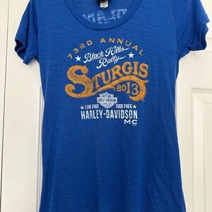 Harley-Davidson Blue Tee with Orange Logo